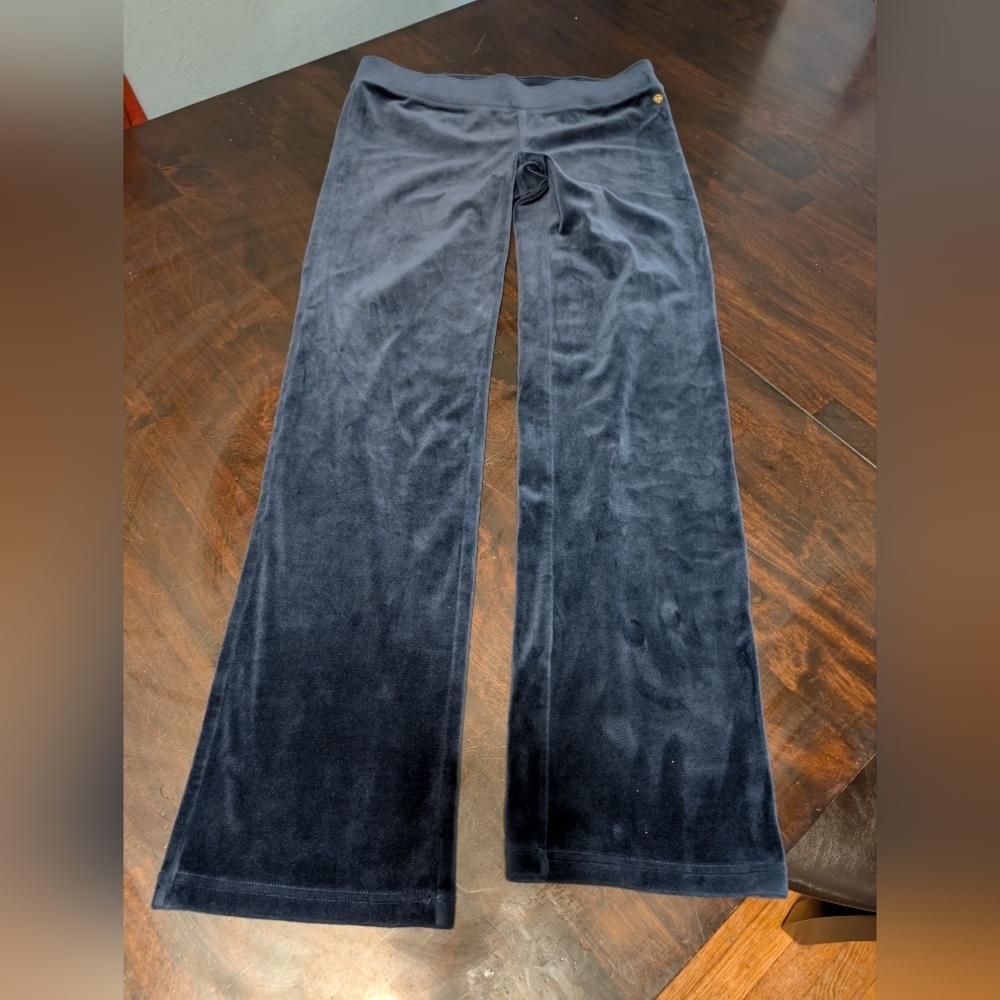 Lilly Pulitzer Velour Wide-Leg Pants, Navy, Women's Medium - Picture 1 of 7